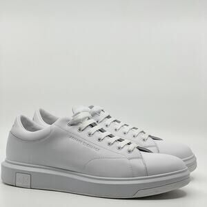 Armani Exchange AX White Leather Low Top Sneakers Men's 12